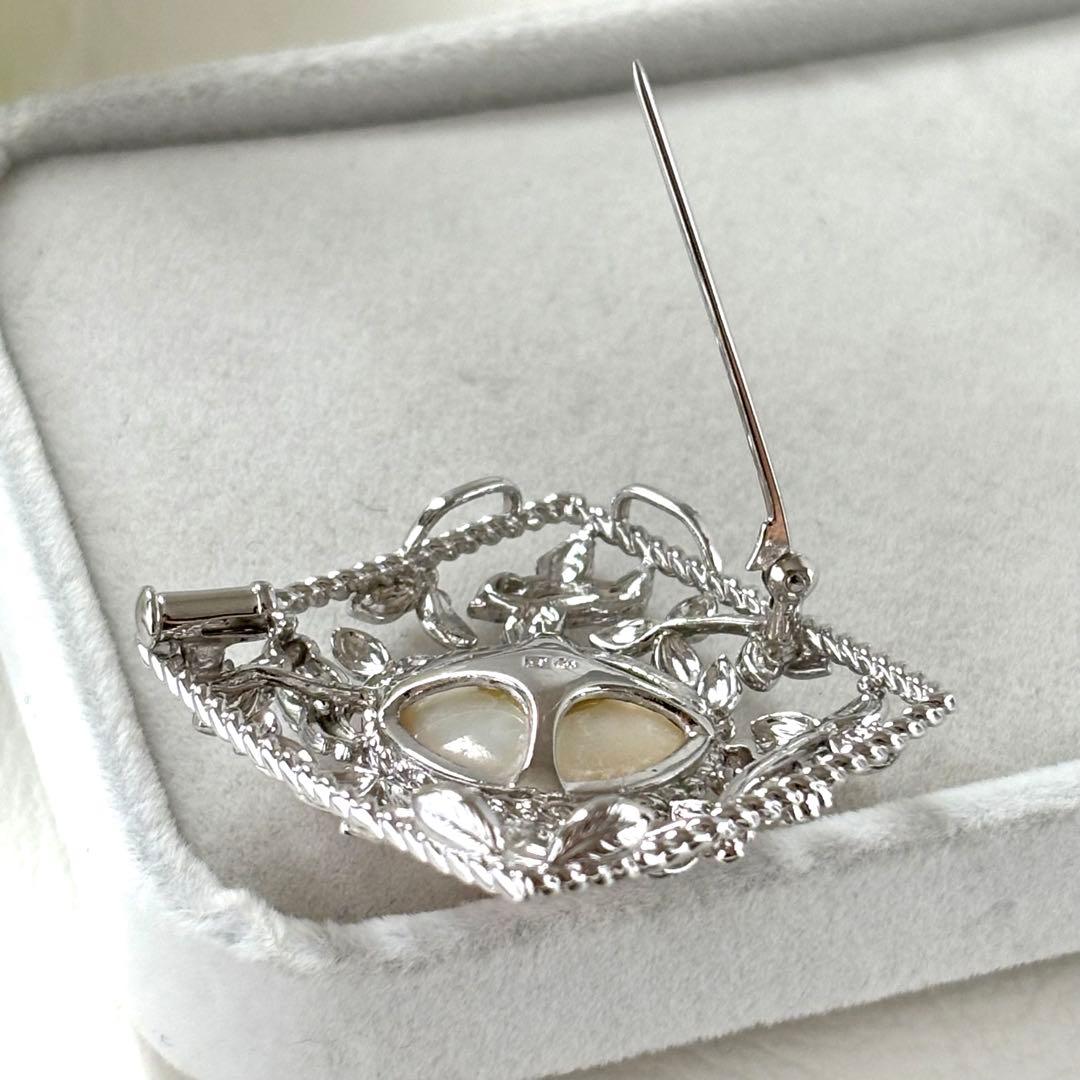 433【タサキ】シルバー　マベパール　2way ブローチ　トップ