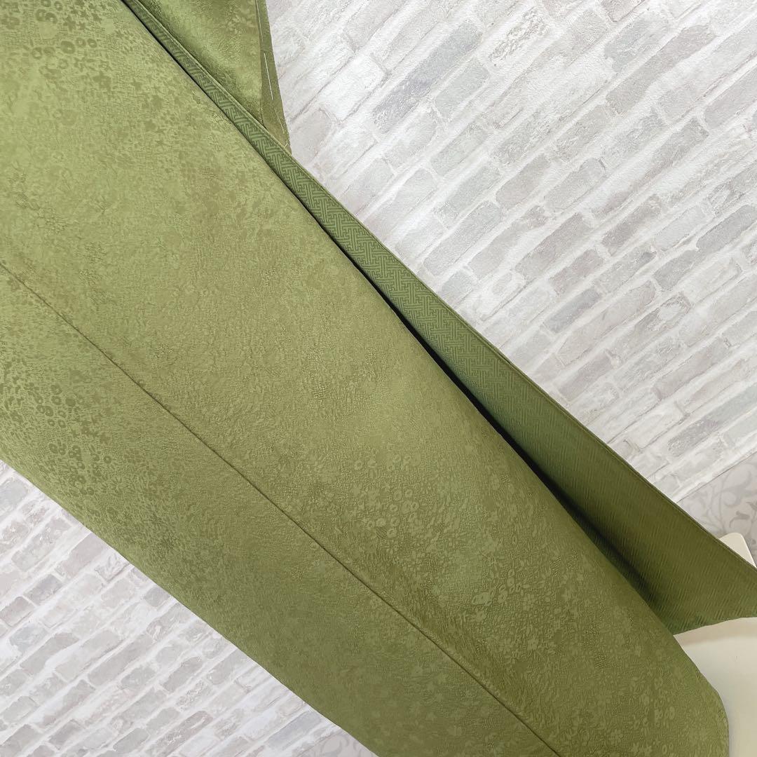 色無地　フルセット　グリーン　躾糸付き　地紋　入学式　シンプル　礼装　I10