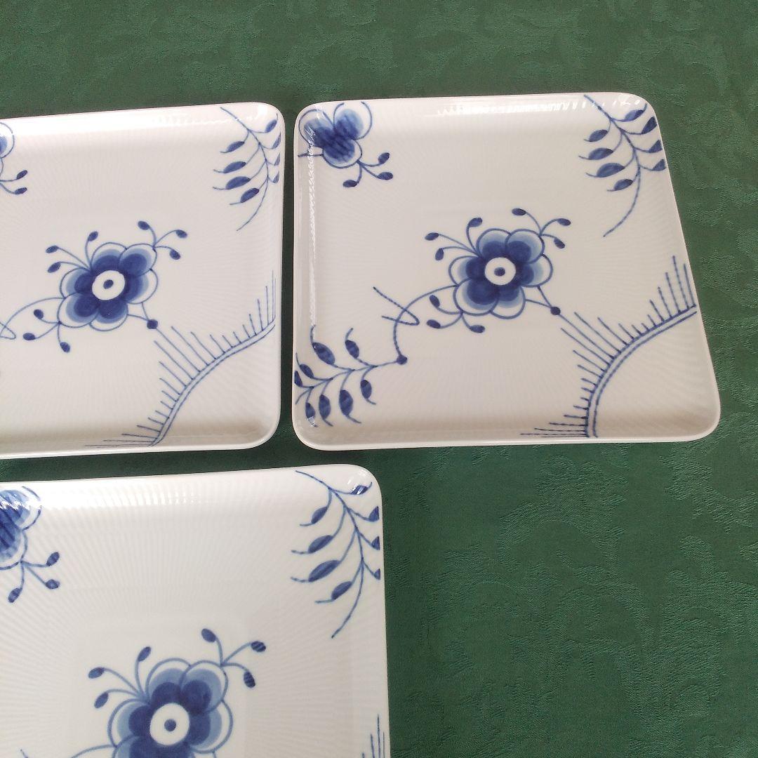 ロイヤルコペンハーゲンブルーフルーテッドメガスクエアディッシュ未使用5枚