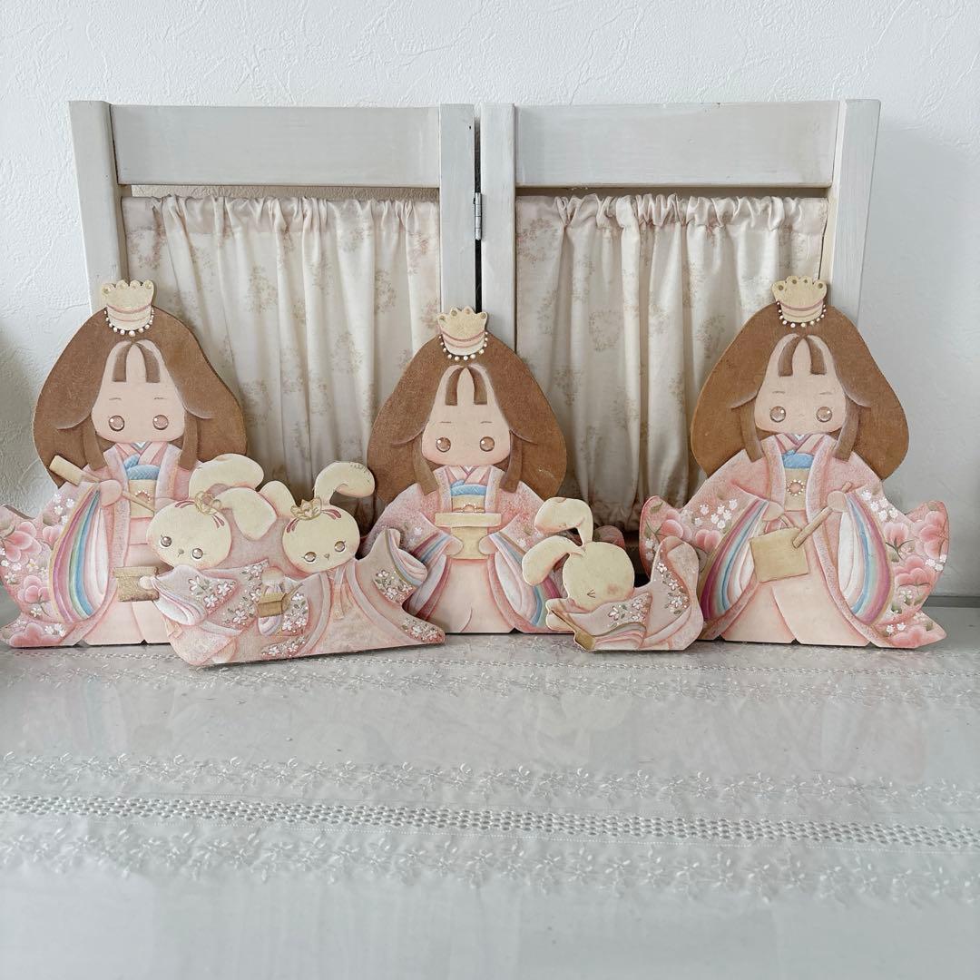 ♡ひな祭り♡カントリードールのお雛様セット♡トールペイント作品♡ハンドメイド♡
