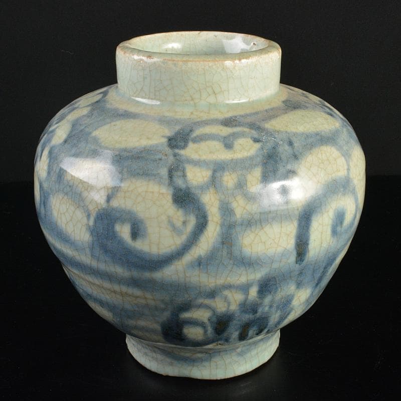 中国　呉須染付　花文　壷　D　R7052