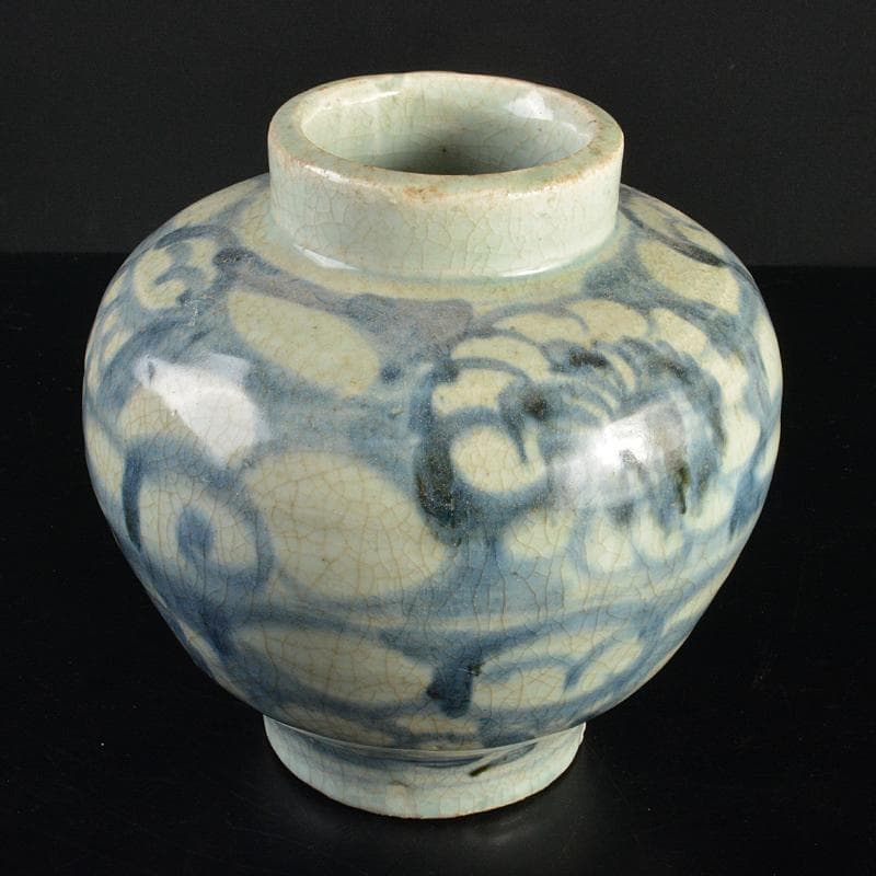 中国　呉須染付　花文　壷　D　R7052