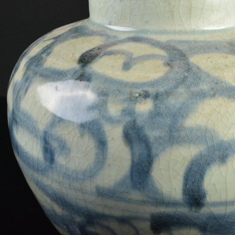 中国　呉須染付　花文　壷　D　R7052