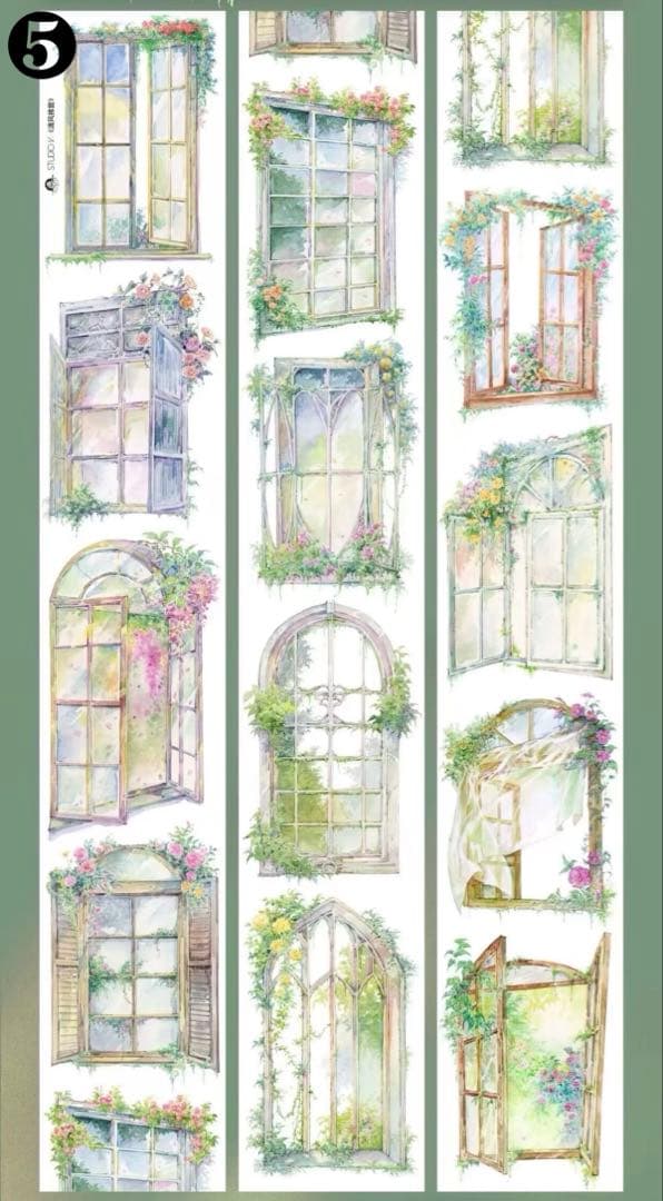 【A1】海外　10m巻　貝殻光/PETマスキングテープ　装飾系/背景系/お花系