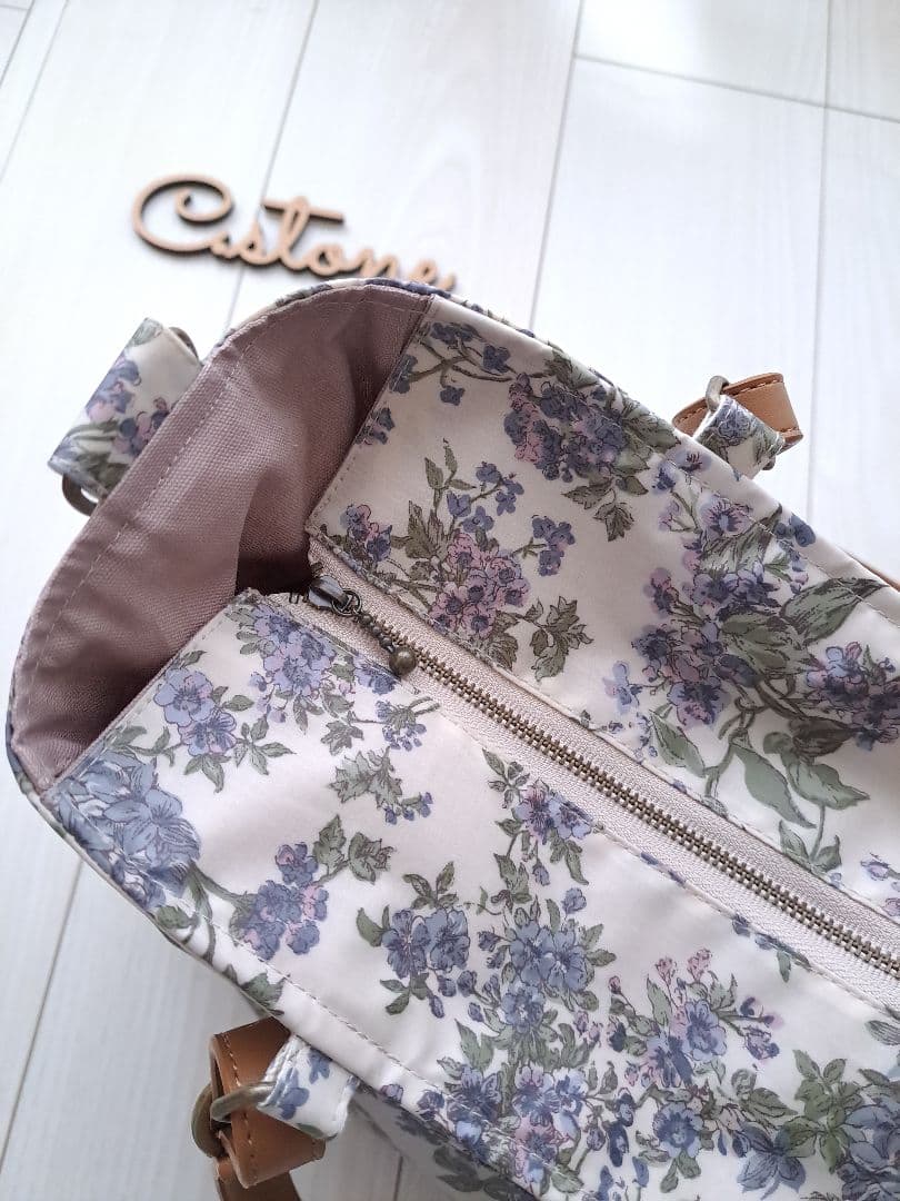 クリアランスSALE　セリーヌ　ブルー　3共布ショルダー紐付　タック入通勤バッグ