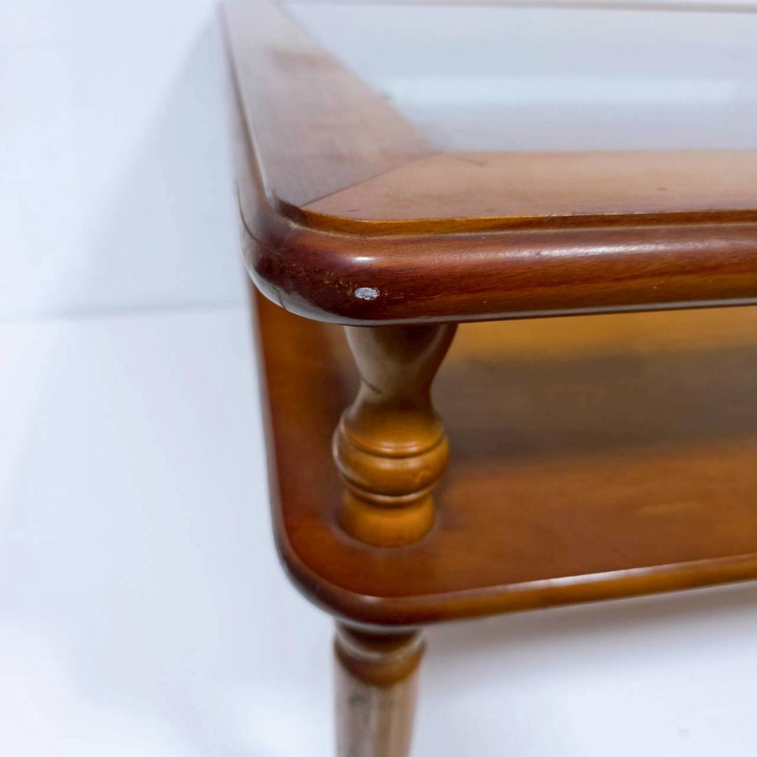 コロニアルデザイン 木製ガラステーブル コーヒーテーブル 昭和レトロ