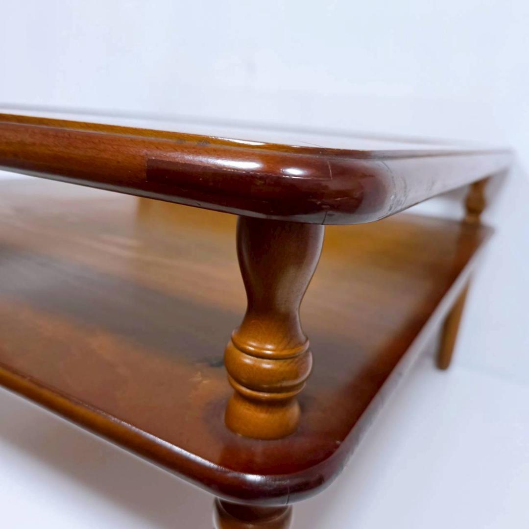 コロニアルデザイン 木製ガラステーブル コーヒーテーブル 昭和レトロ