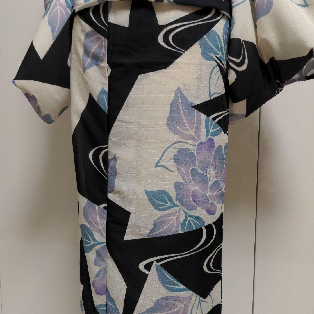 太陽様　確認用！浴衣 黒白幾何学模様 薄紫　ゆかた　Mサイズ