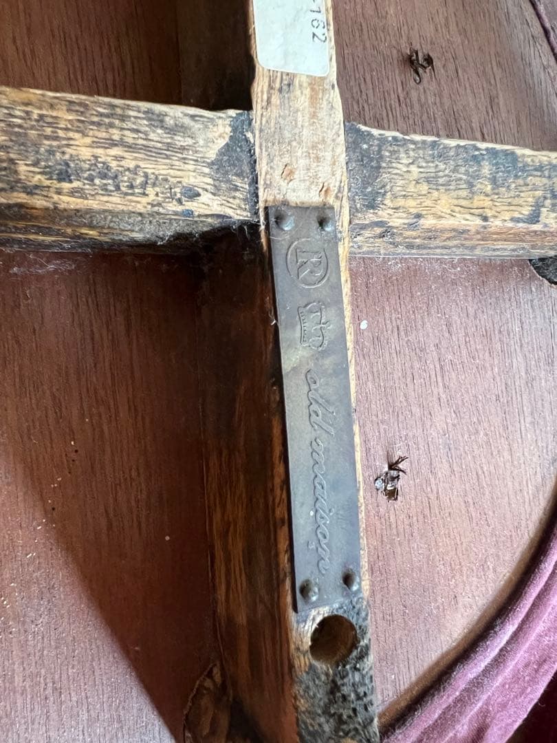 old maison アンティークチェア　スツール　丸椅子　木製＋布貼り　3脚