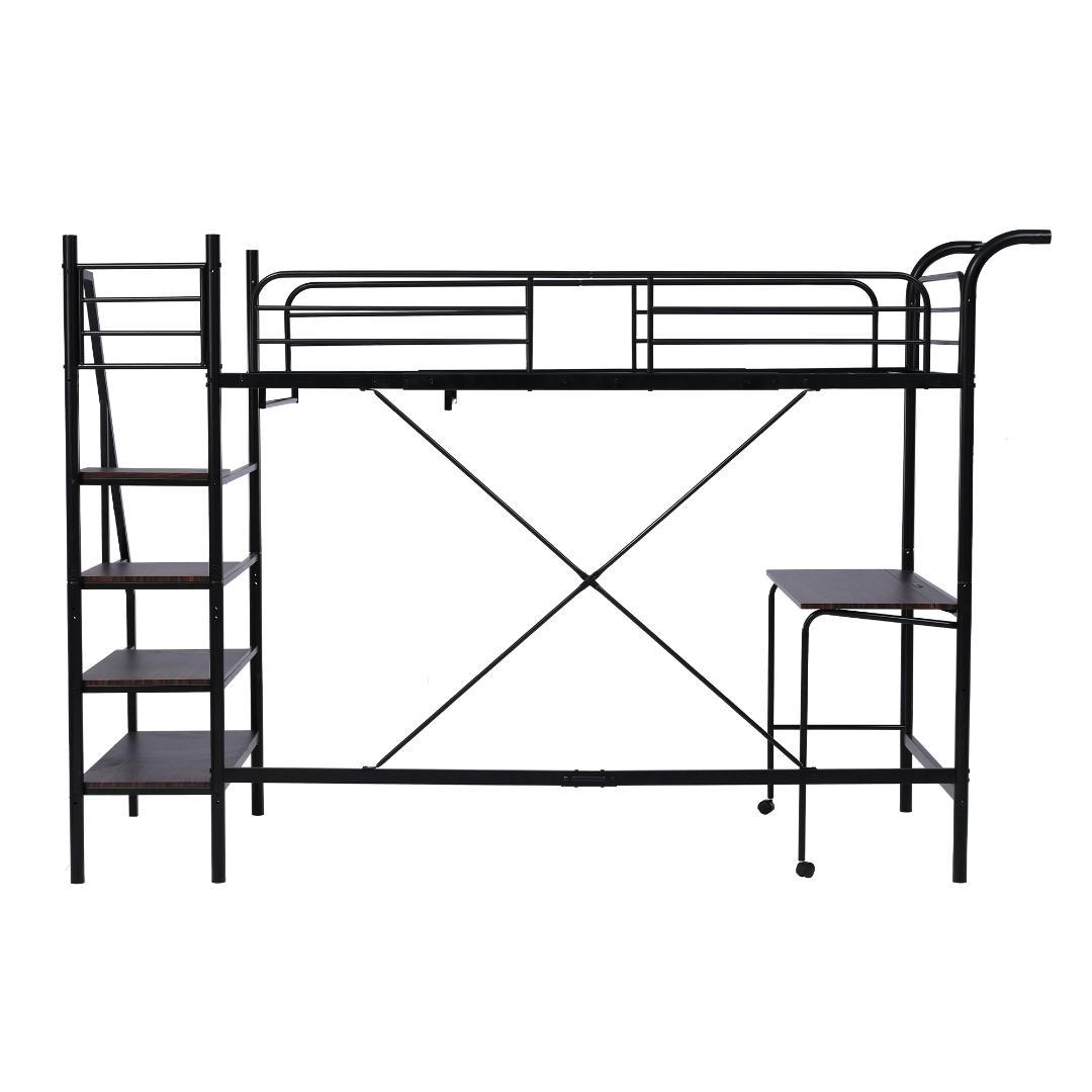 赤字価格！ロフトベッド シングル デスク付 北欧風 耐震 おしゃれ　Black
