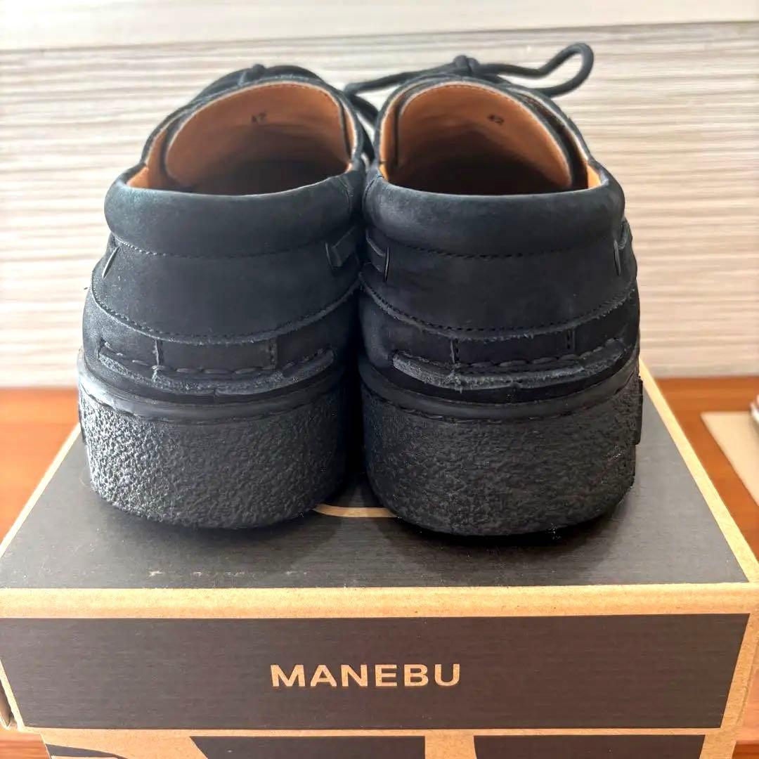 【美品】MANEBU マネブ　黒 レザー モカシンスタイル 27.5㎝