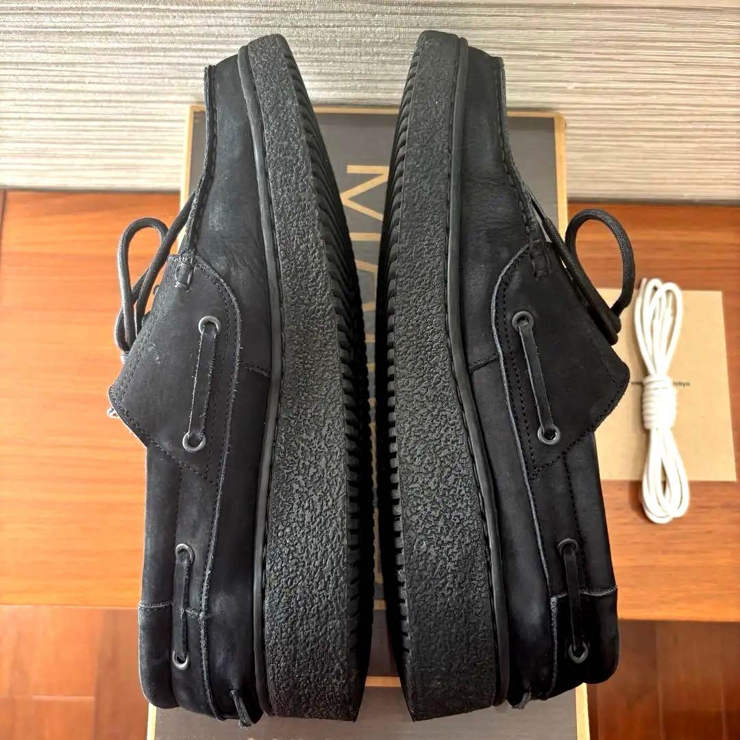 【美品】MANEBU マネブ　黒 レザー モカシンスタイル 27.5㎝