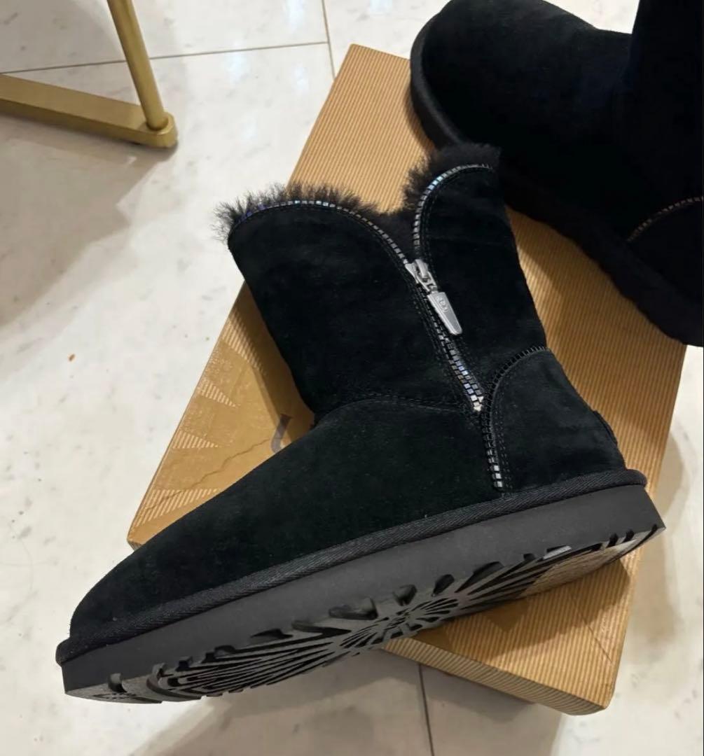 UGG ムートンブーツ ファスナー金具ビジュー 未使用 ショートブーツUS6