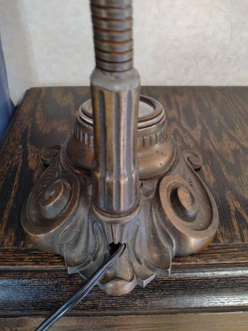 アメリカンビンテージ　レトロ　アンティーク　 ブロンズデスクライト　時計付き照明