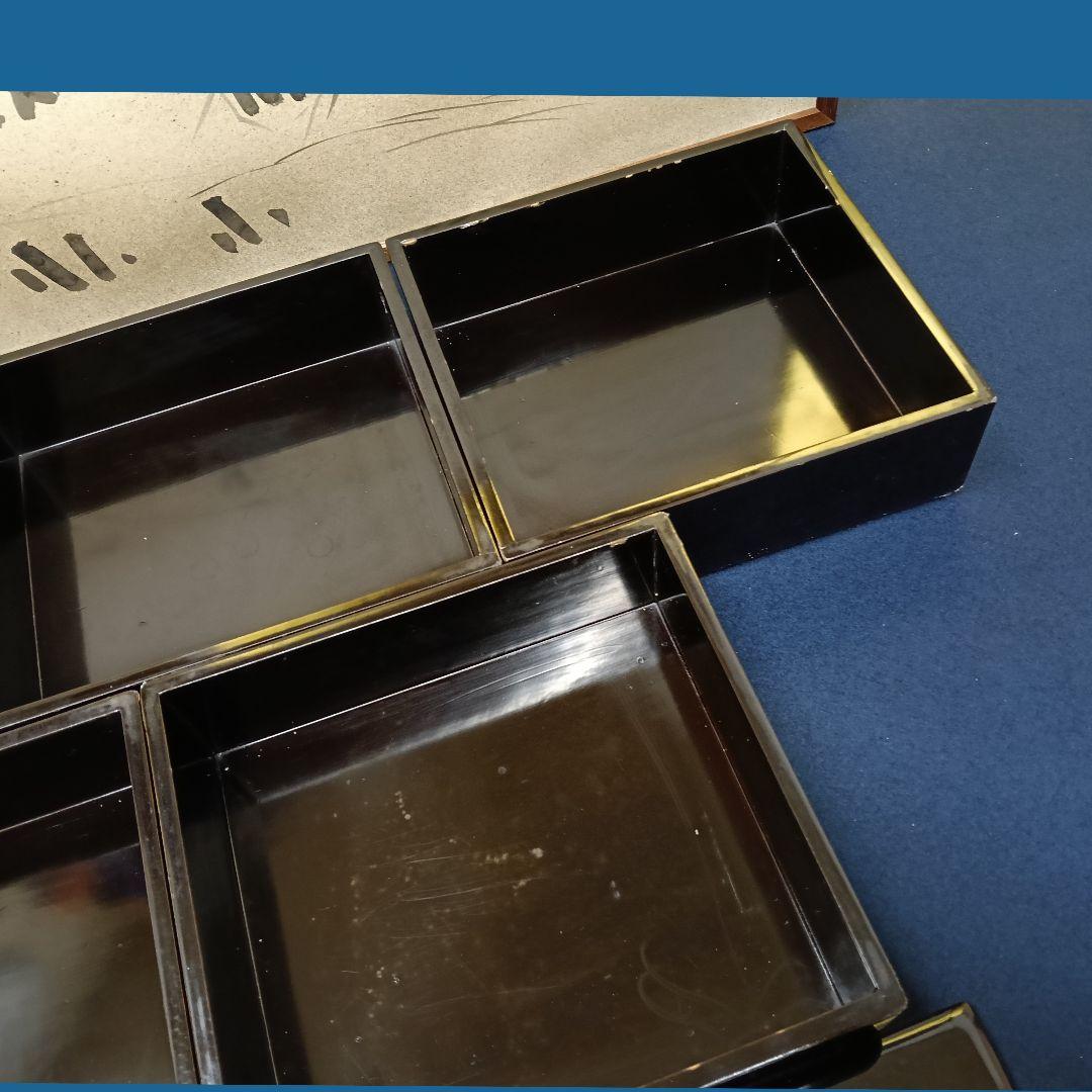 AOI 輪島塗 重箱 沈金 家紋 五七の桐紋 五段重 替蓋付 木箱入 木製漆塗