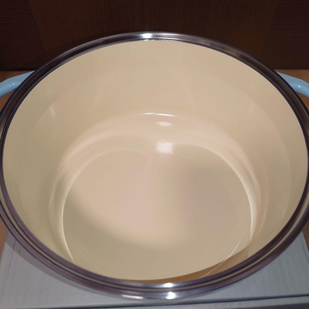 【未使用】L’hirondelle　リロンデル　深型ホーロー鍋　22cm　水色