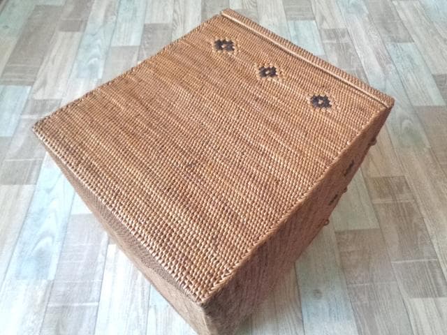 B4長方形ボックス●フタ付●柄入●アタ●バリ島●1002●特大サイズ