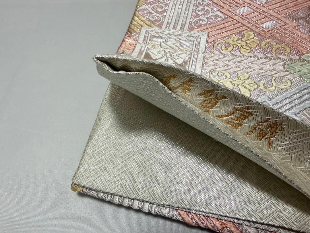 A5 佐賀唐織 蜀江襷地文 華文 銀糸 正絹 六通 袋帯 フォーマル O140