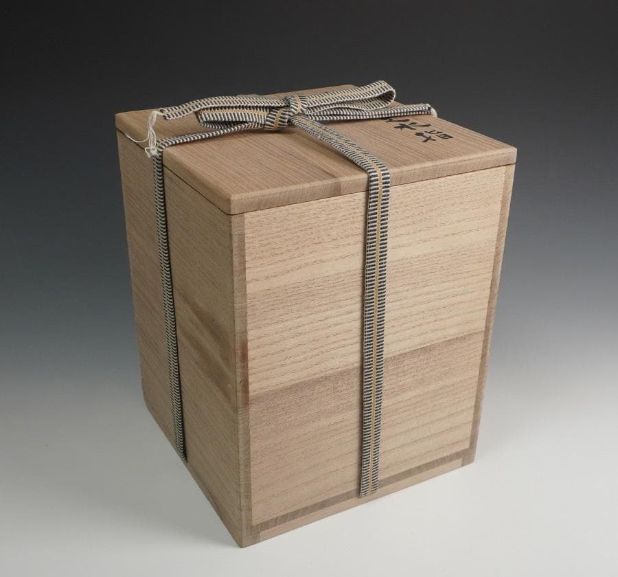 島田文雄 彩磁椿文水指 共箱 茶道具