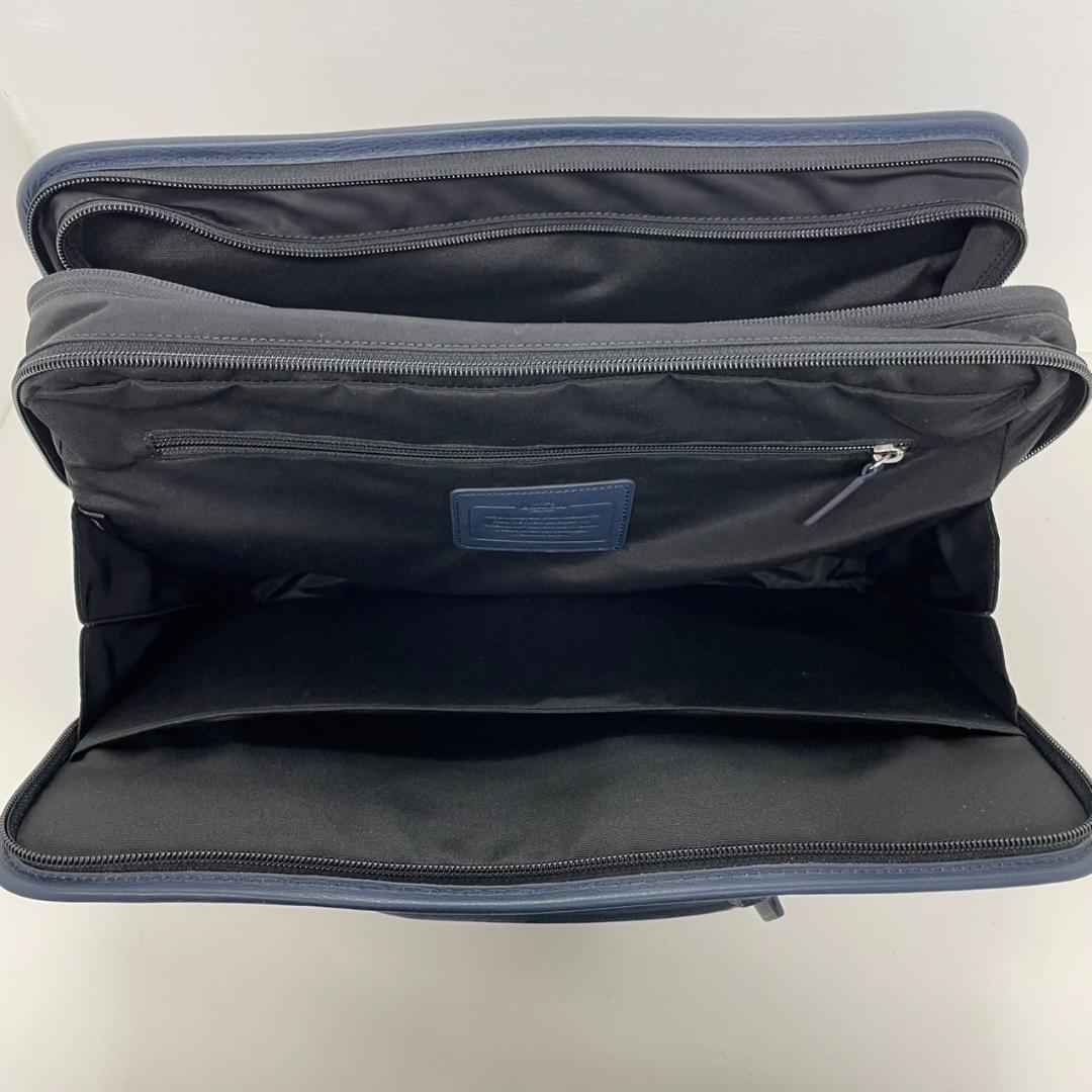 771694/COACH レザーブリーフバッグ 牛革 ネイビー メンズ