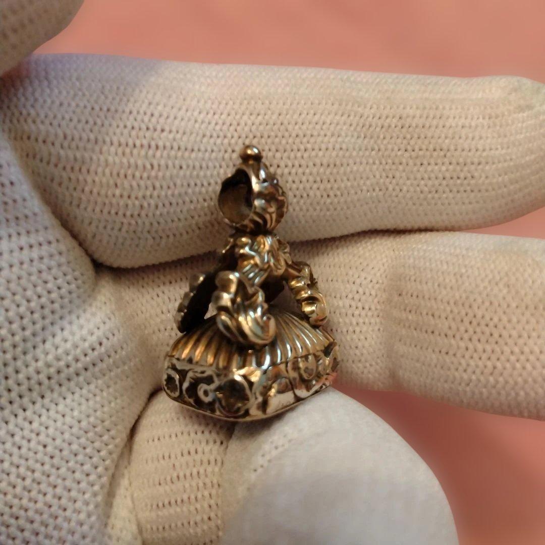 週末特価　イギリス　インタリオ　シール シトリン　金張り　ライオン紋章