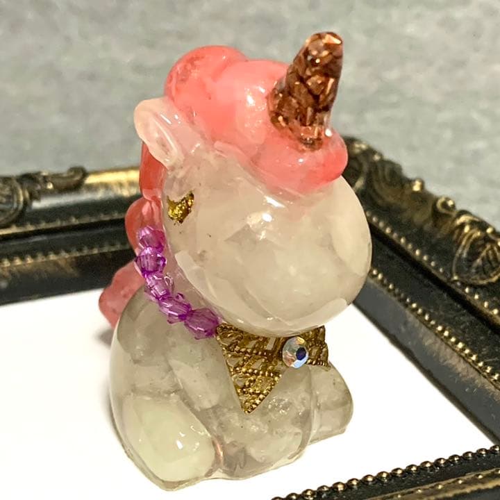 オルゴナイト　ユニコーン　リボン　〜台座付き〜