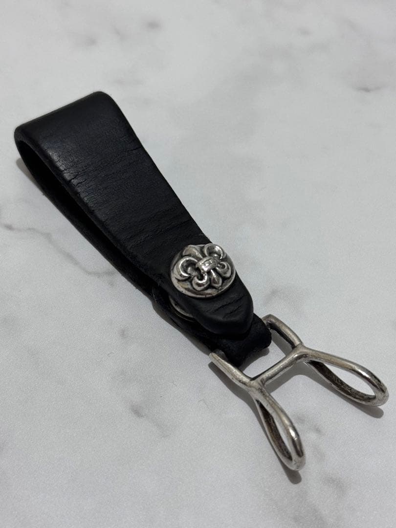 クロムハーツベルトループBSフレアボールボタンレザーベルトループ