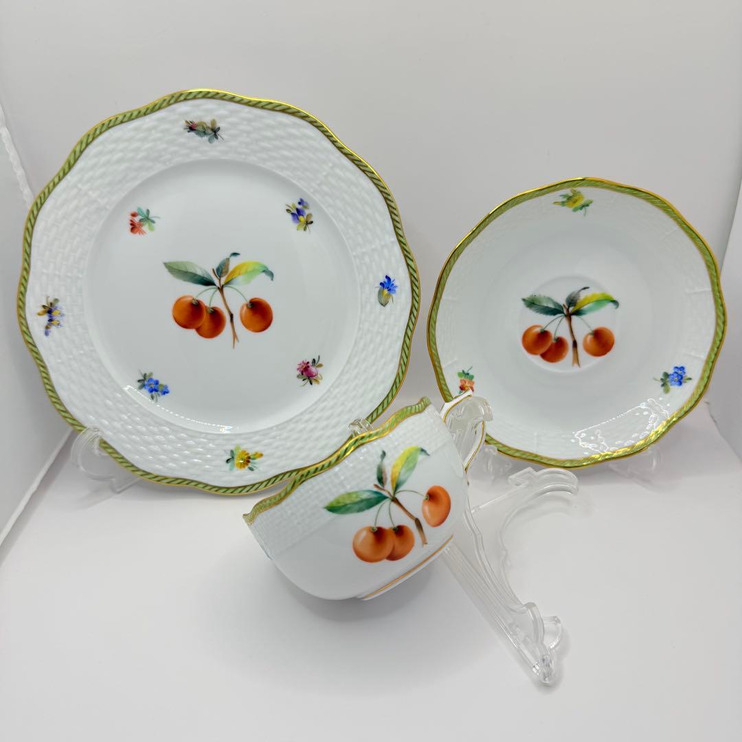 ヘレンド フルーツエスキース プルーン チェリー トリオ 4客