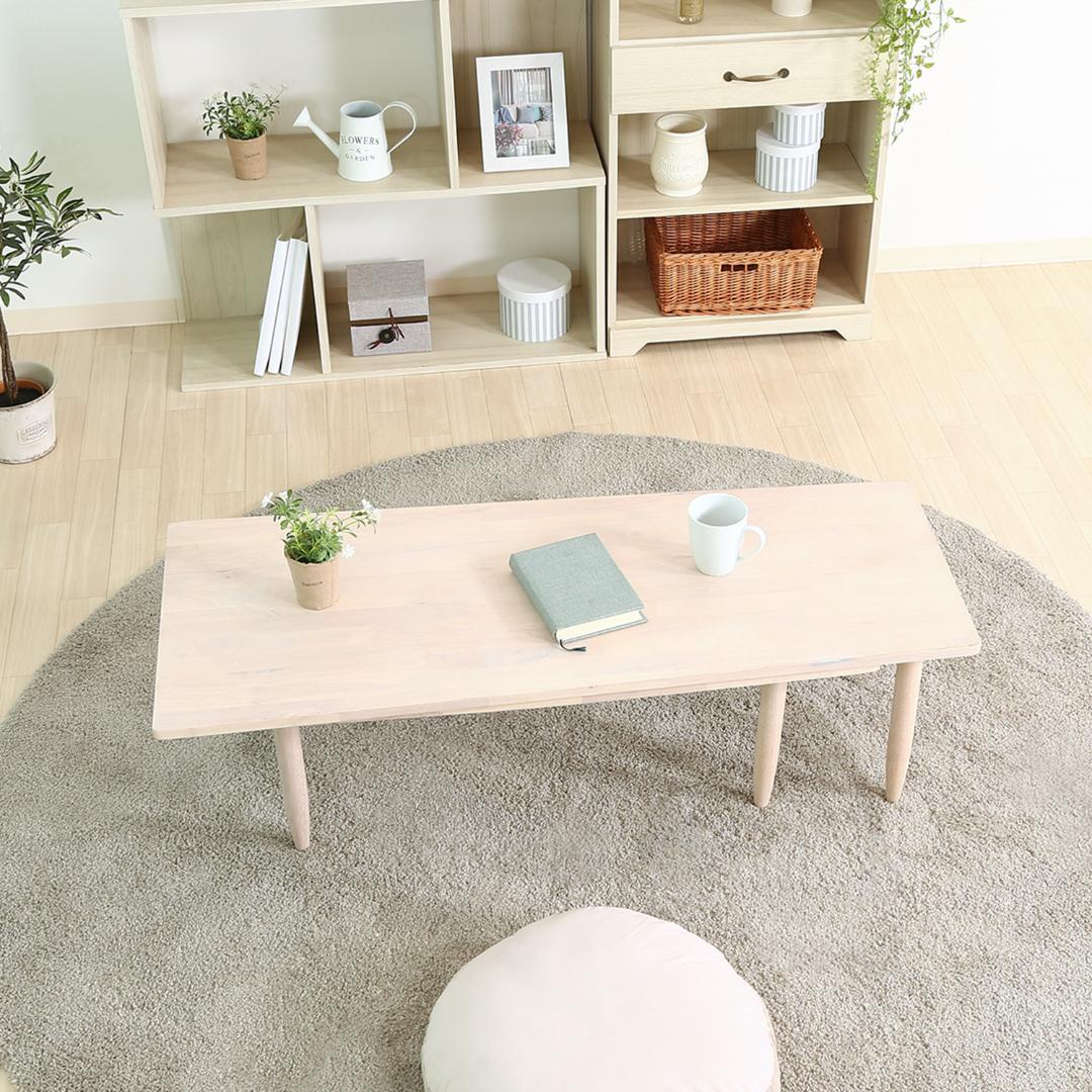 360度回転式/伸張式テーブル ホワイトウオッシュ