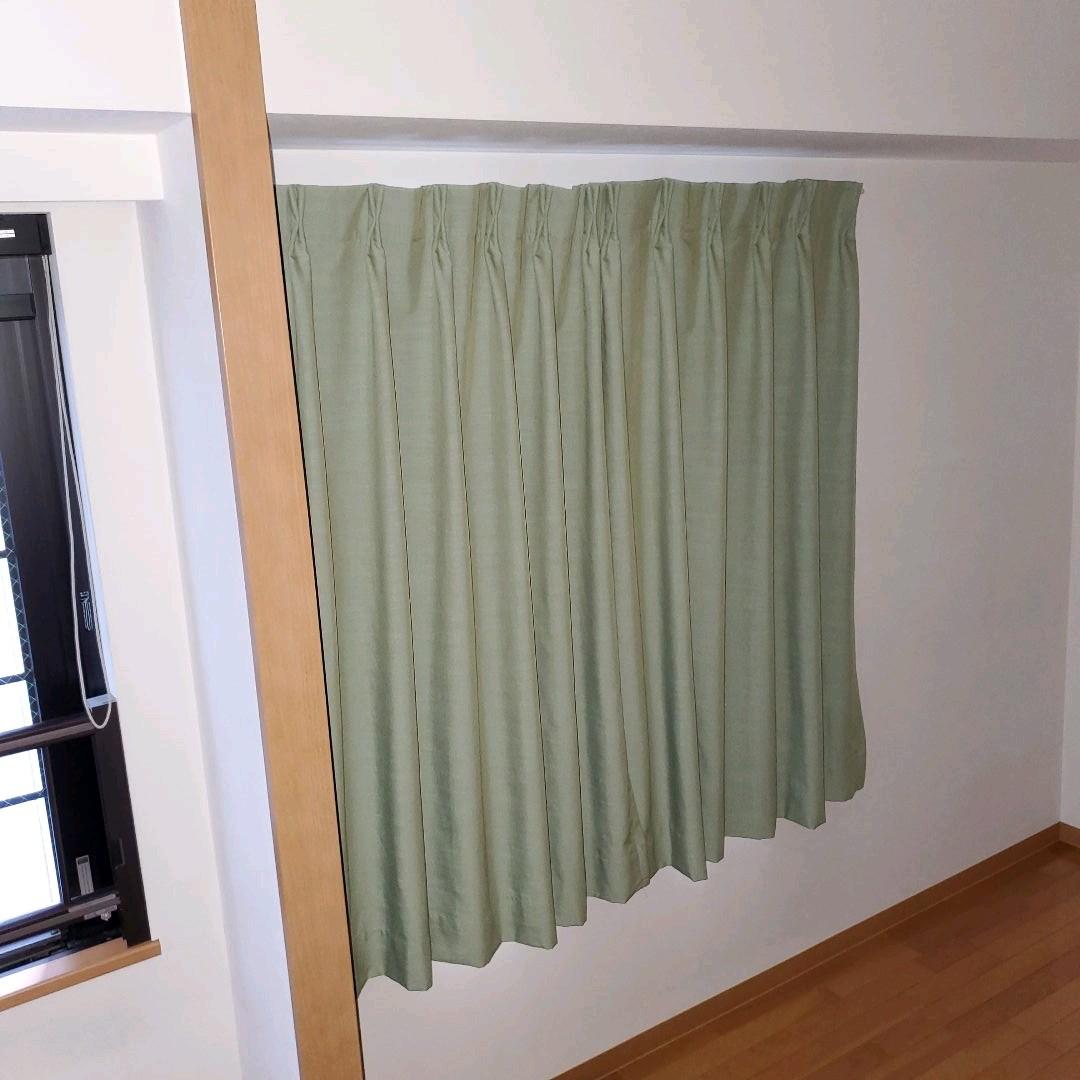 ★【美品】絶妙カラーの裏地付きカーテン ACTUS/グリーン①★