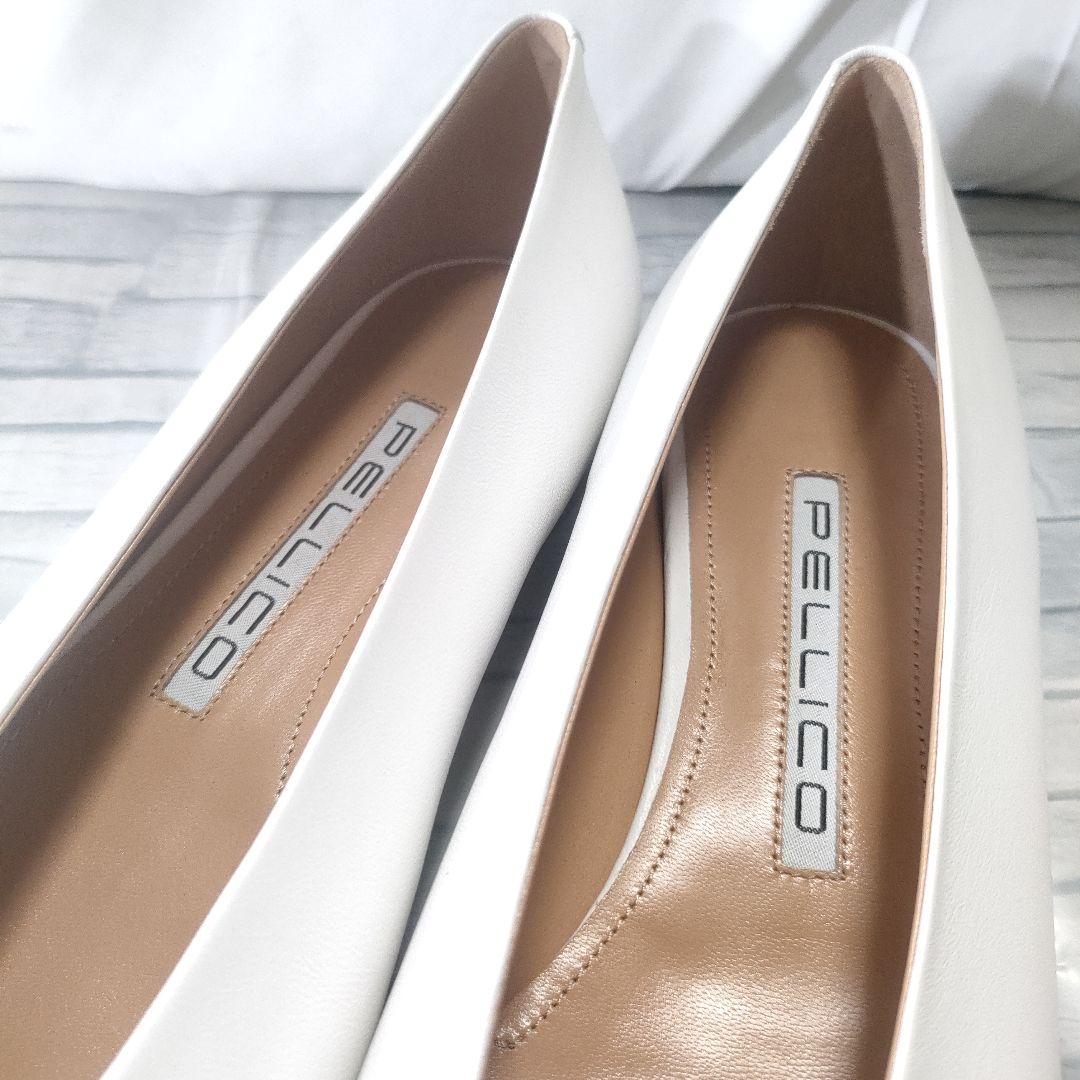 未使用品✨ペリーコ　DAMA　レザーフラットパンプス　白　38　保存袋付き