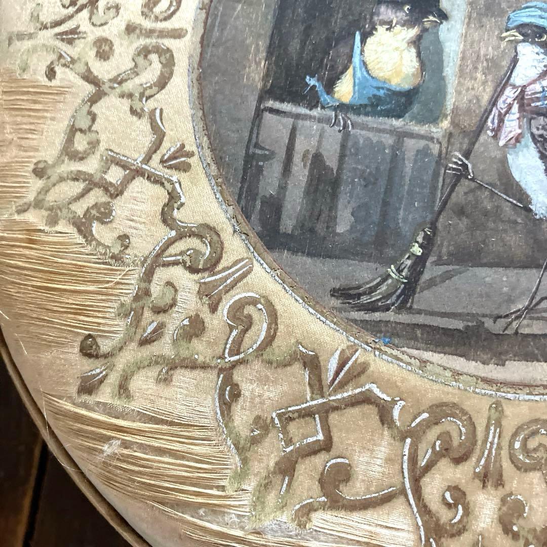 フランスアンティークシルク貼りドラジェボックス　希少　ツバメ　カルトナージュ大