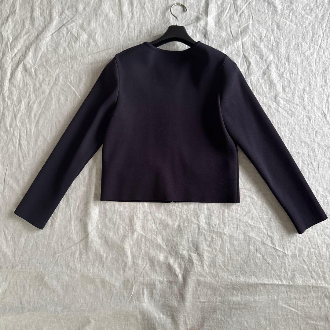 フォクシー　Foxey ノーカラージャケット　ネイビー 38 美品
