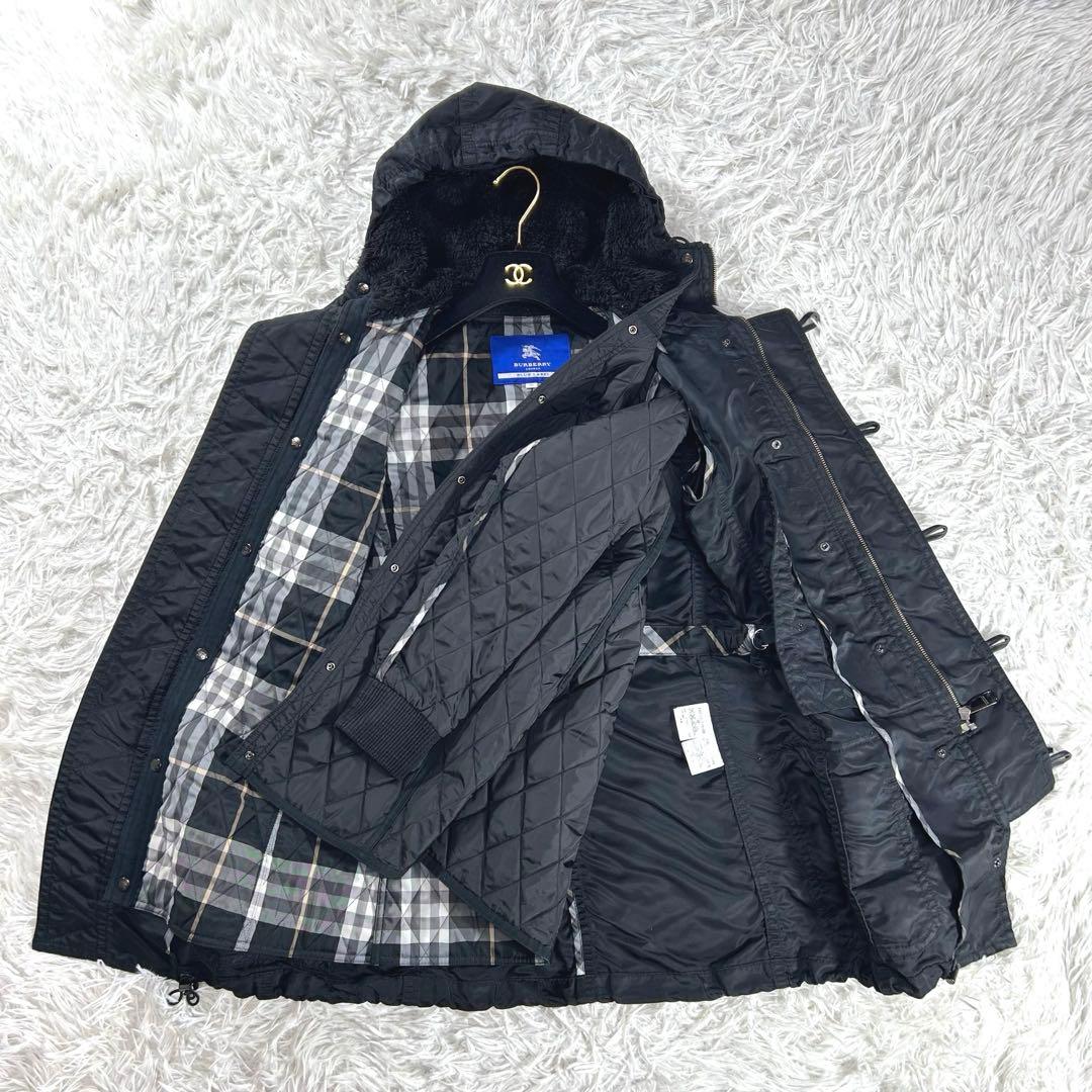 美品✨BURBERRY BLUE LABEL モッズコート　ノバチェック　M 黒