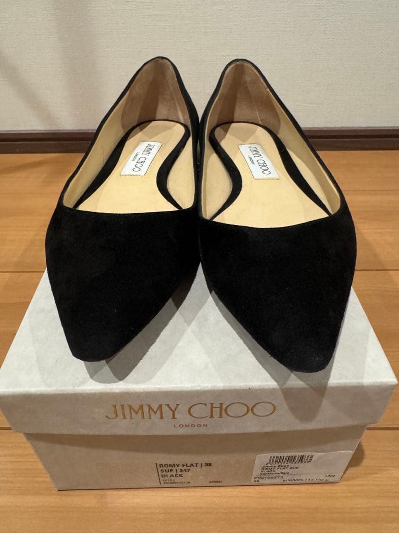 ジミーチュウ　フラットシューズ　38 ブラック　スエード