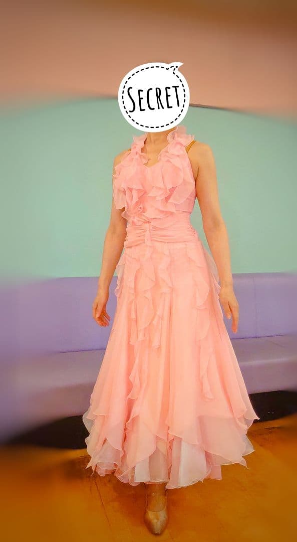 タカダンス ピンク フリル ロングドレス M (パニエ販売は要相談)