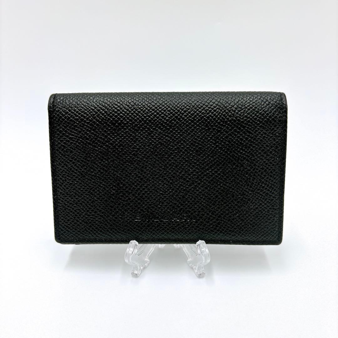 極美品 ＊ BVLGARI ブルガリ 型押しロゴ レザー 名刺入れ ブラック