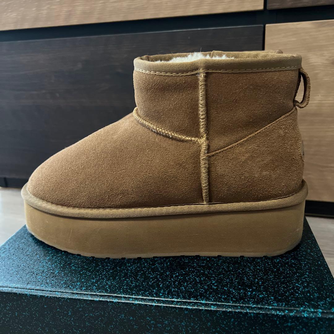 ☆美品 EMU ムートンブーツ　ショート丈　厚底 25cm US8 チェスナット