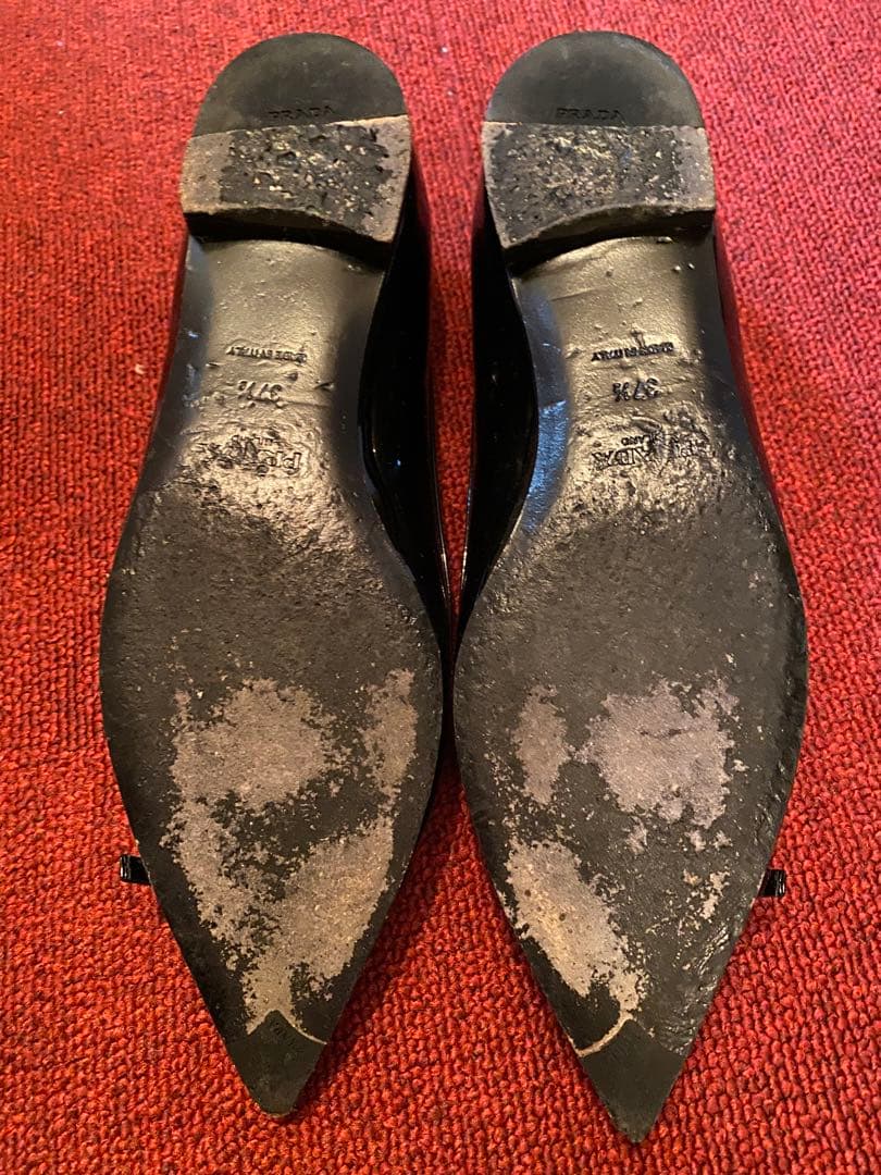 PRADA ブラック フラットシューズ37.5