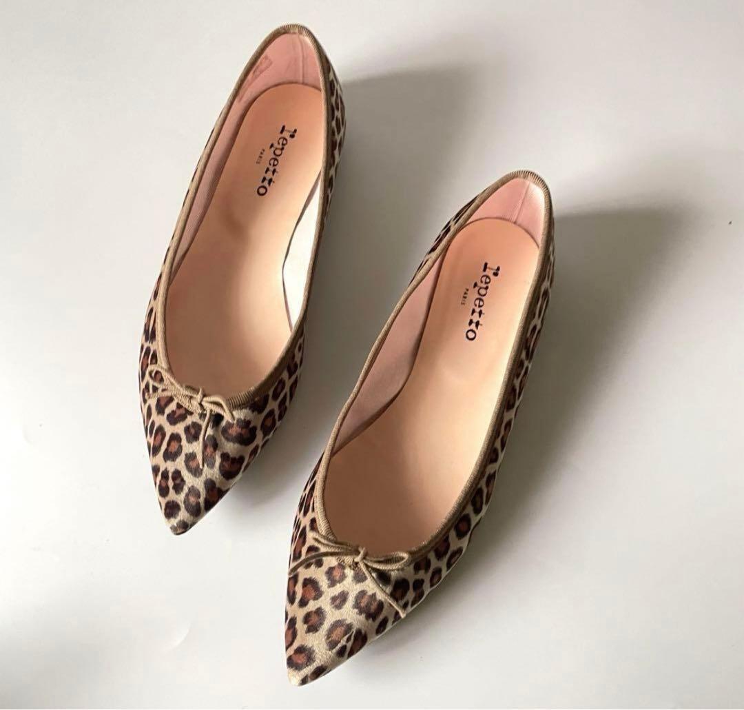 reppetto レオパードバレエシューズ、フラットシューズ