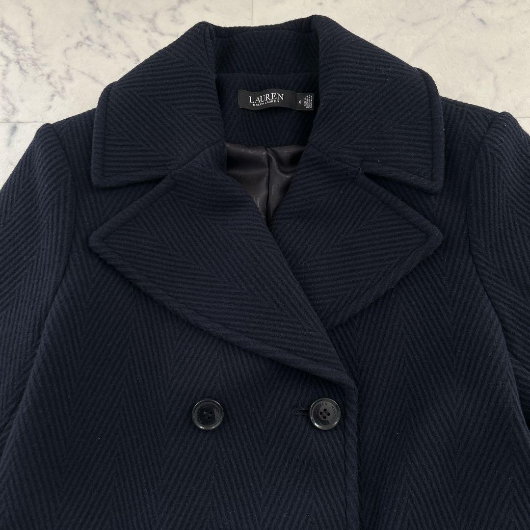 LAUREN RALPH LAUREN ヘリンボーン柄 ダブルブレスト コート