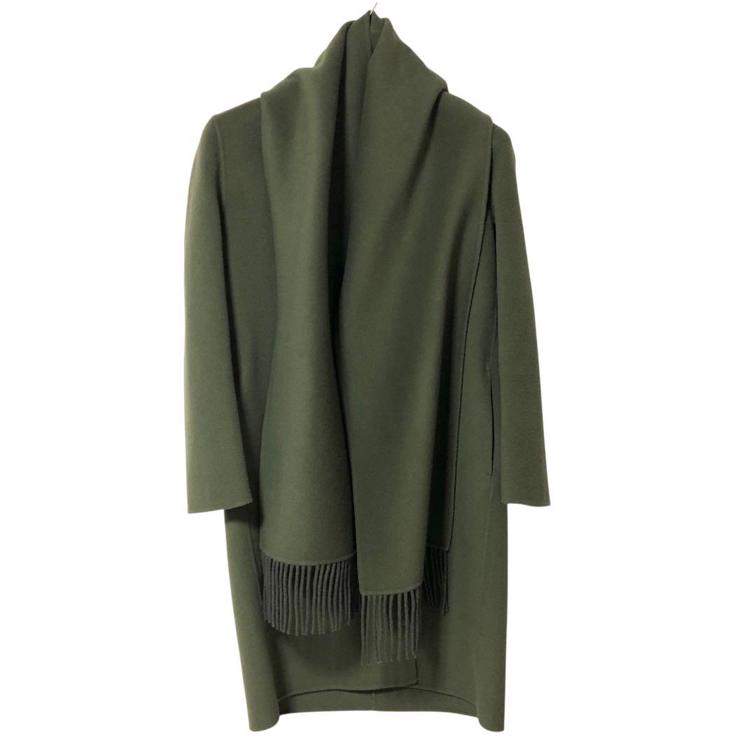 MaxMara MARELLA マフラー付 ノーカラーコート M ウール 高級