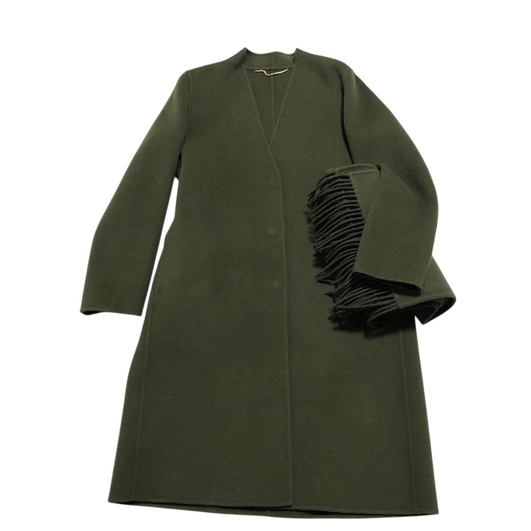 MaxMara MARELLA マフラー付 ノーカラーコート M ウール 高級