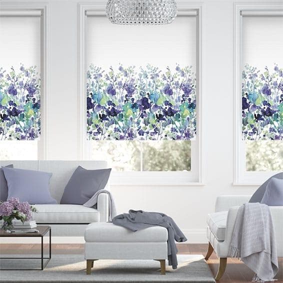 【値下げ】未使用　ロールスクリーン　花柄　ブルー　グリーン　98×94