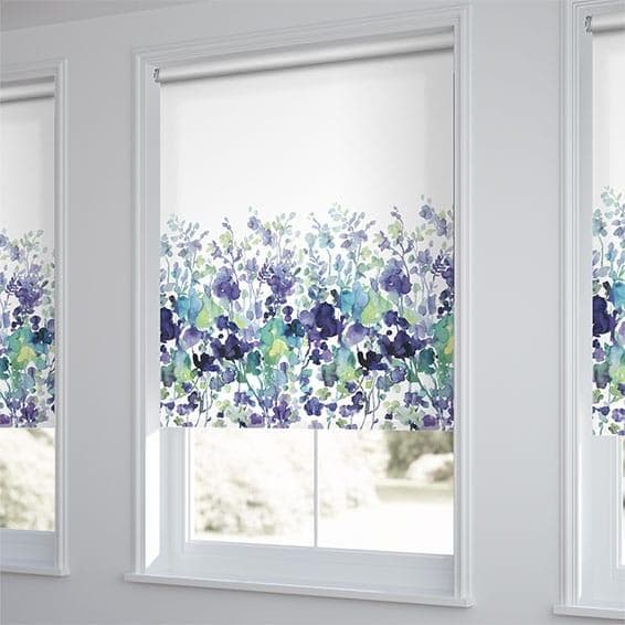 【値下げ】未使用　ロールスクリーン　花柄　ブルー　グリーン　98×94