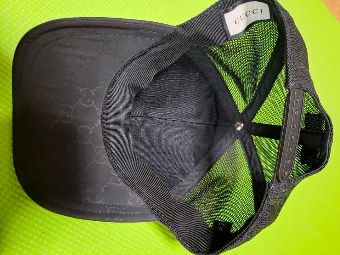 GUCCI ブラック メッシュ ベースボールキャップ　Mサイズ