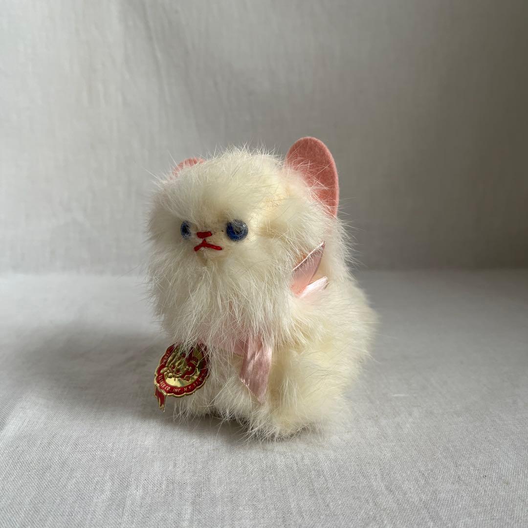 アンティーク　白ねこ　ぬいぐるみ