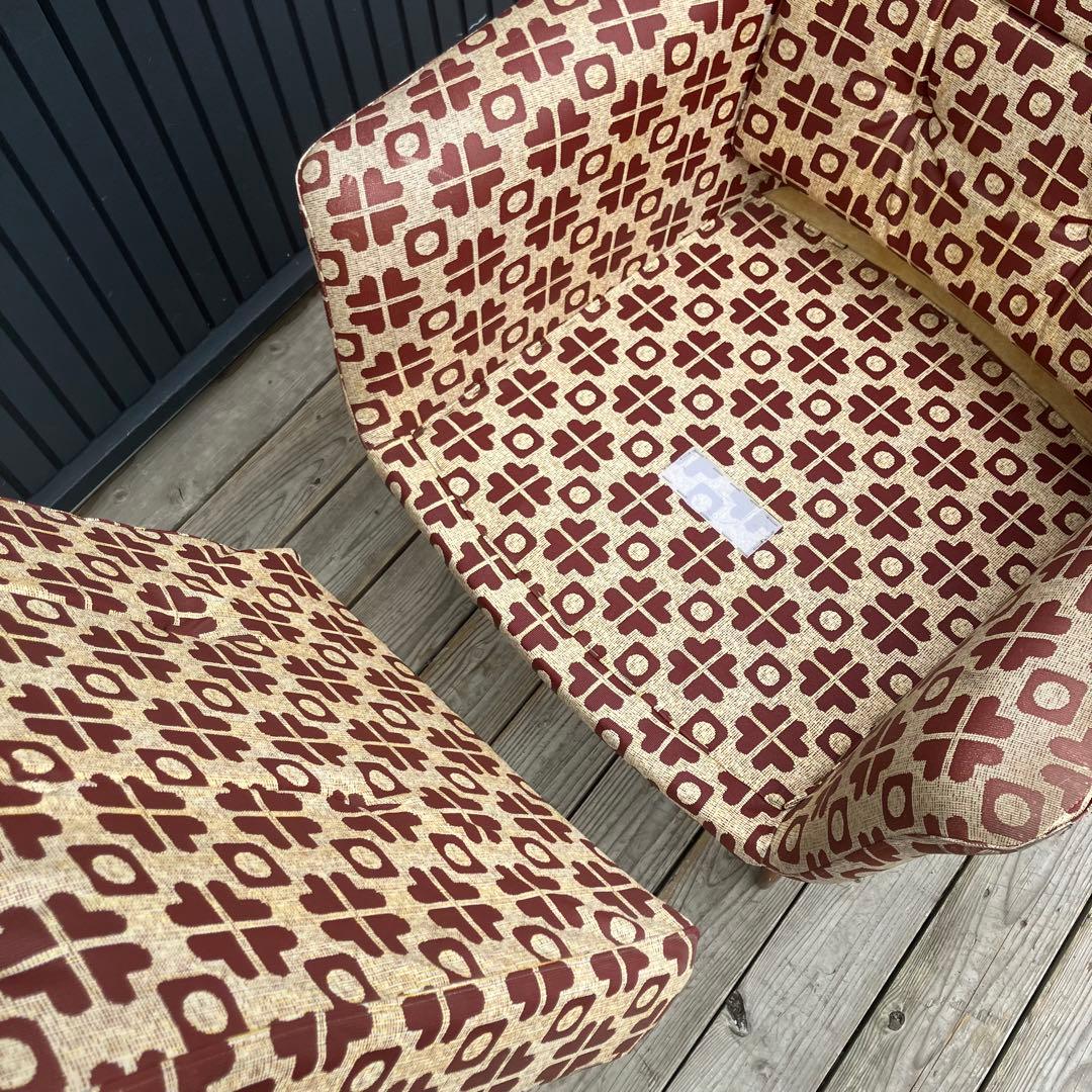 昭和レトロ ミッドセンチュリー 幾何学模様ソファー 1人掛けソファー 古家具