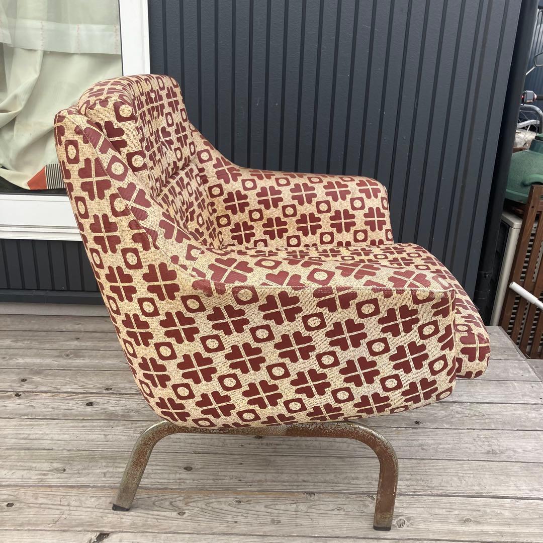 昭和レトロ ミッドセンチュリー 幾何学模様ソファー 1人掛けソファー 古家具