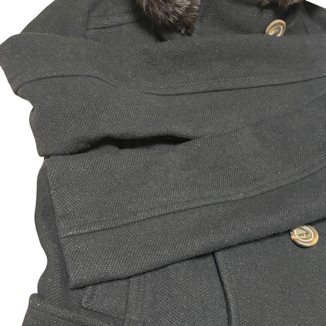 BURBERRY BLUE LABEL　ラビットファー ウールコート フード